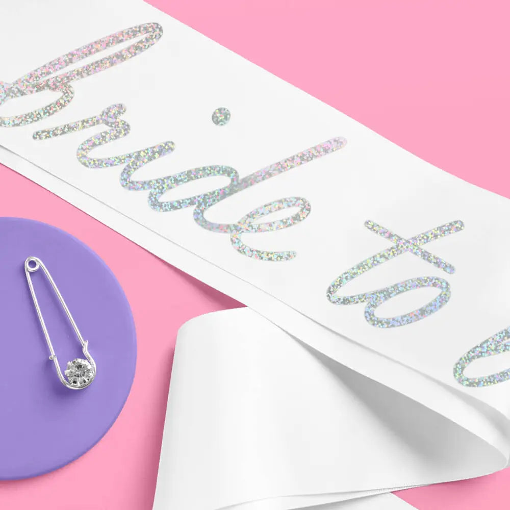 Iridescent Glitter Bride to Be Sash