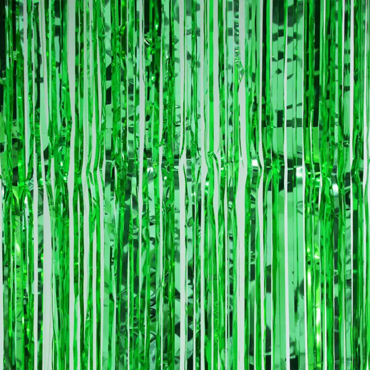 Green Metallic Fringe Backdrop Curtain