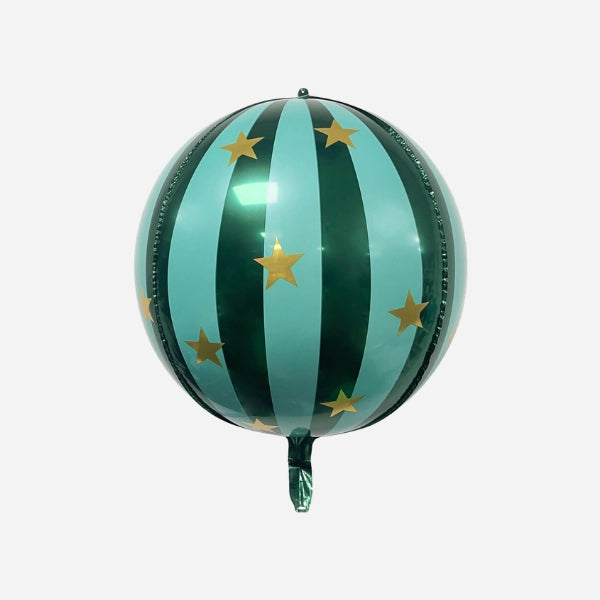 16" Green Striped Starry Orb Balloon