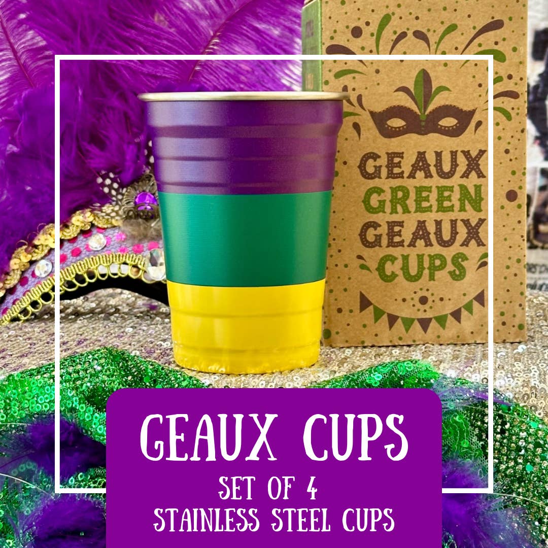 Stainless Steel Mardi Gras Geaux Cups