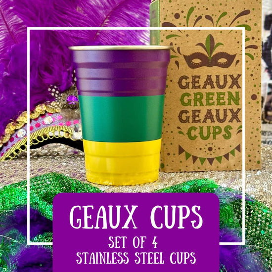 Stainless Steel Mardi Gras Geaux Cups