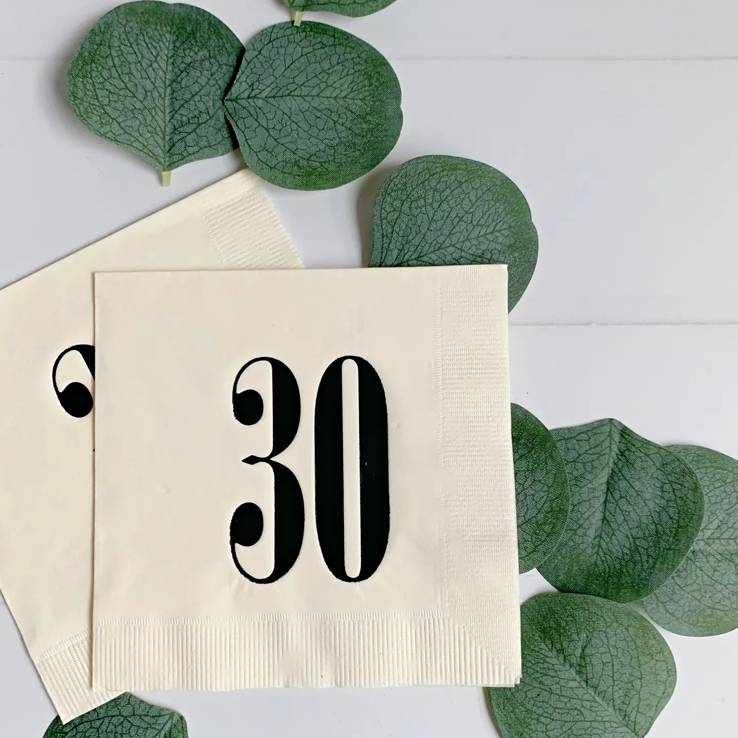 30 Cream & Black Napkins