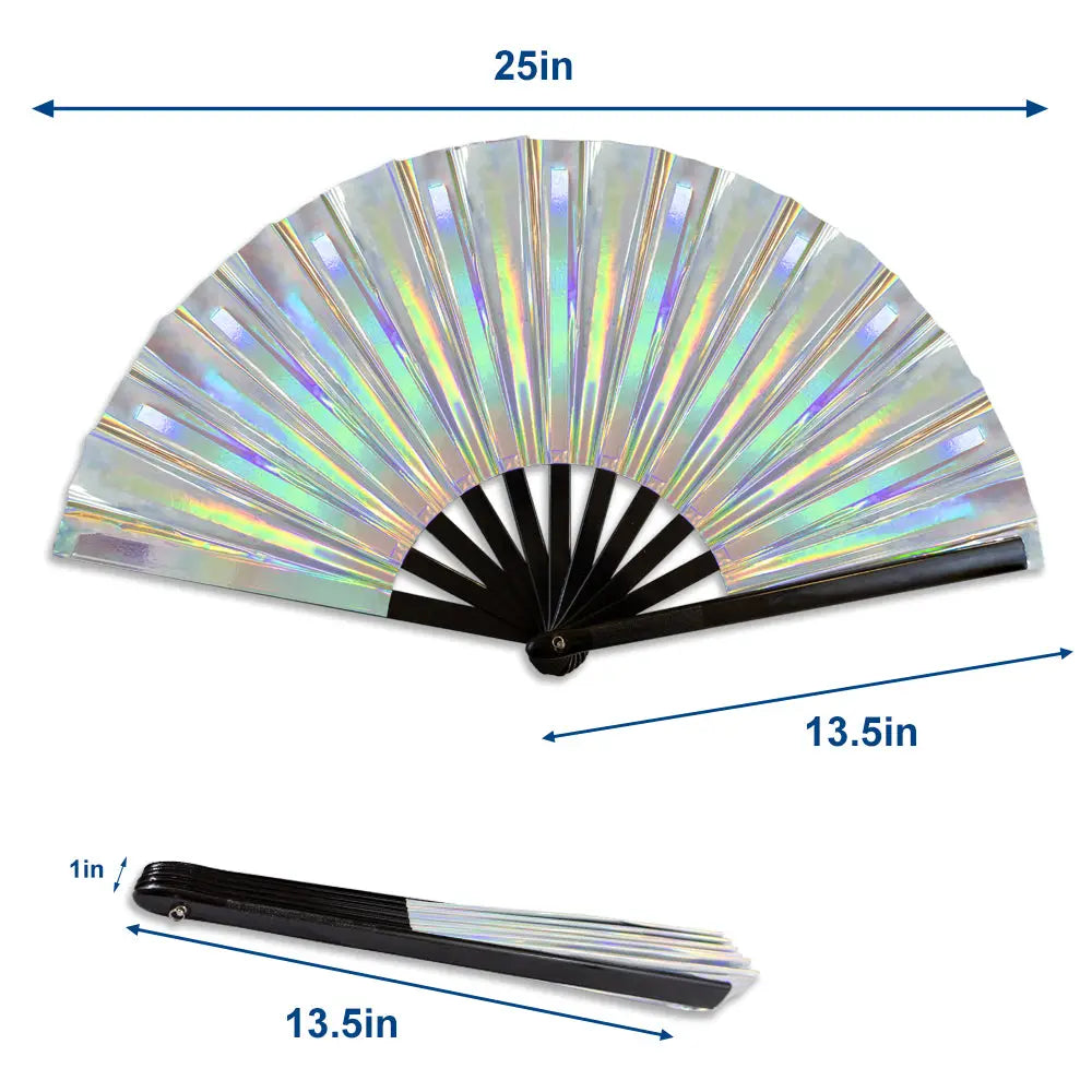 Metallic Silver XL Hand Fan