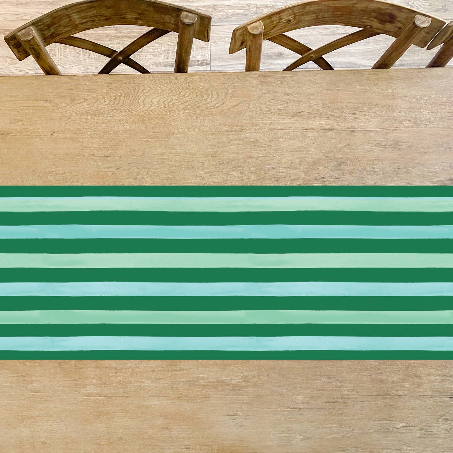Holiday Green Stripe Table Runner