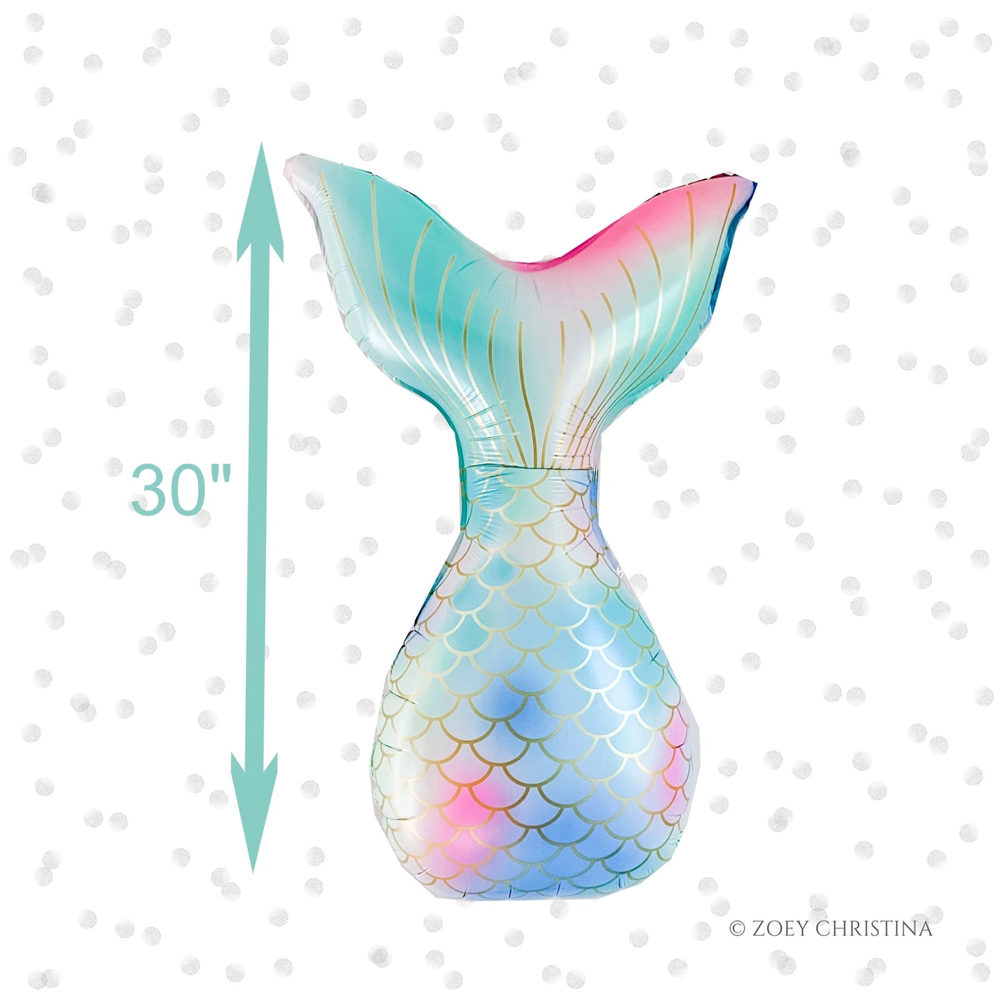 30" Pastel Rainbow Mermaid Tail Mylar