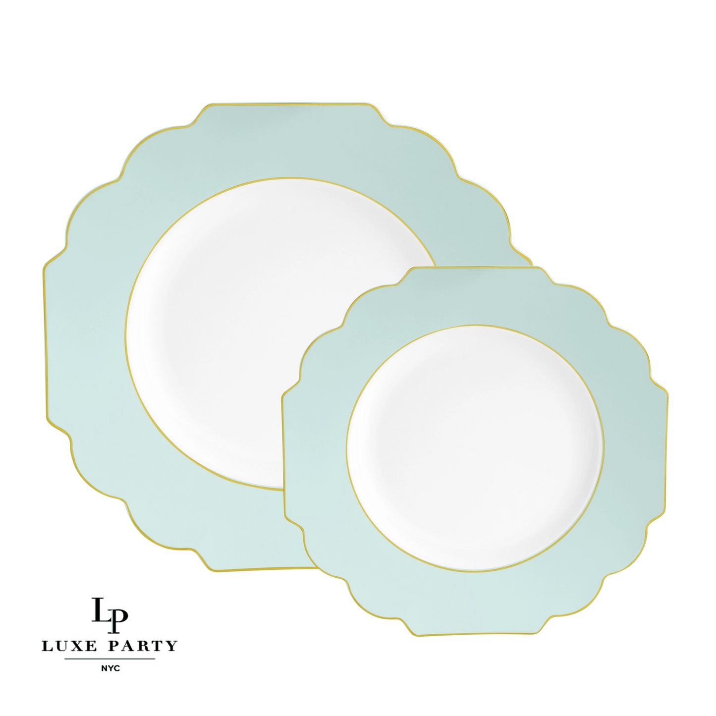 Scalloped Mint Plastic Dinner Plates