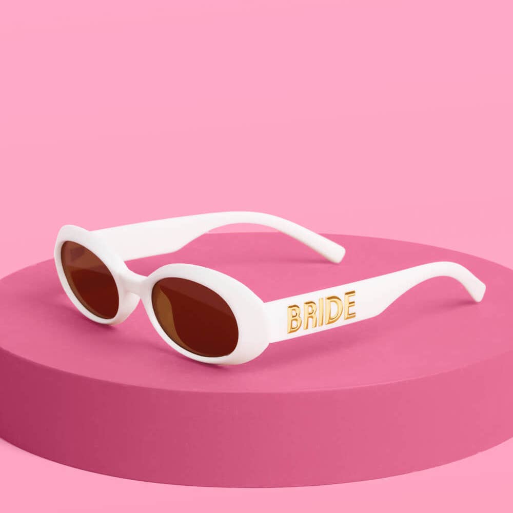 White and Gold Bride Sunglasses
