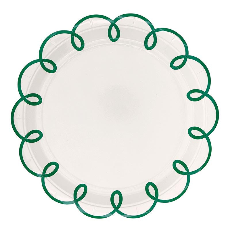 Green Detail Scalloped Plates