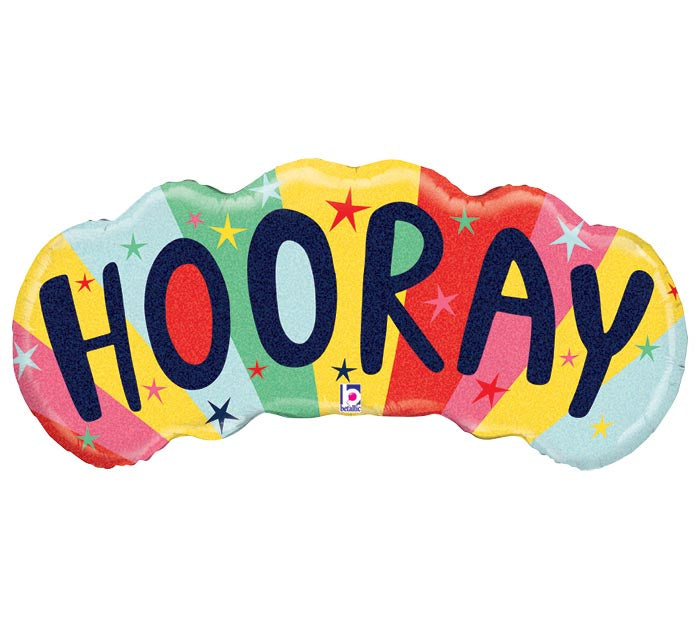 36" Colorful Hooray Mylar Balloon