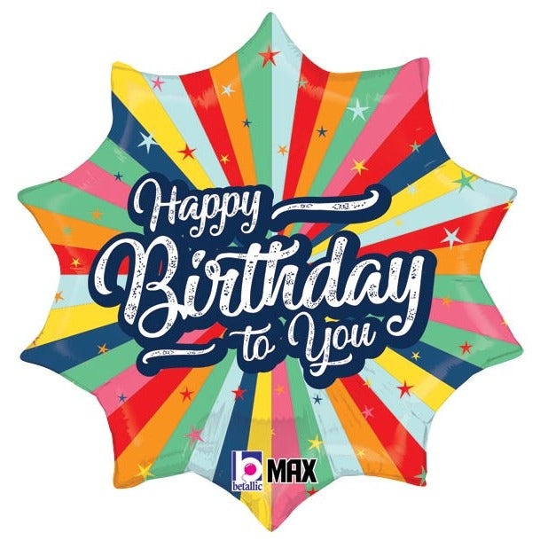 18" Happy Birthday To You Color Burst Balloon