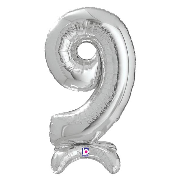 25" Standup Number Balloon- Silver