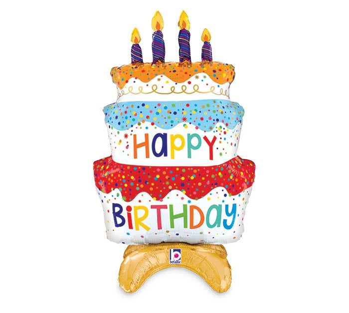 29" Stand Up Bday Cake Mylar Balloon