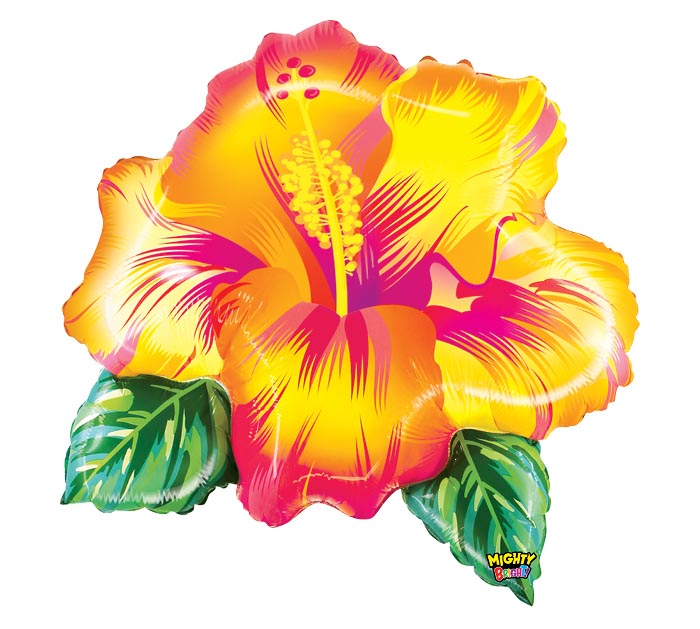 26" Yellow Tropical Flower Mylar Balloon
