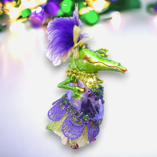 Ms. Crocodile Mardi Gras Ornament
