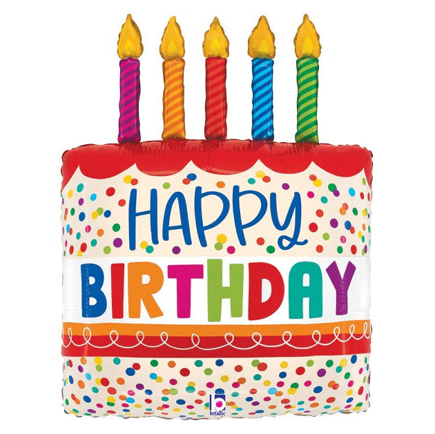 30" Bright Birthday Cake Mylar