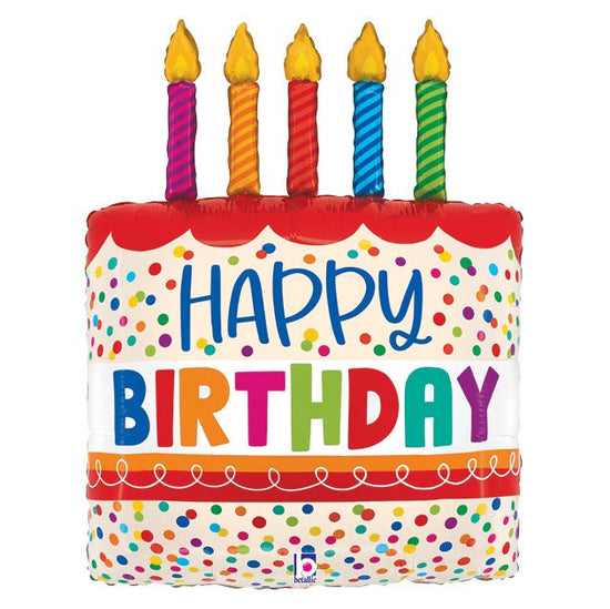 30" Bright Birthday Cake Mylar