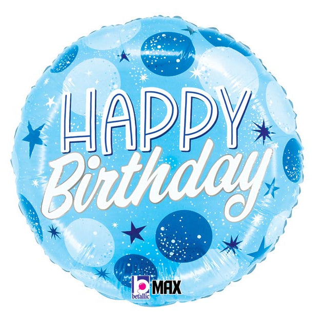 18" Blue Dots Birthday Mylar