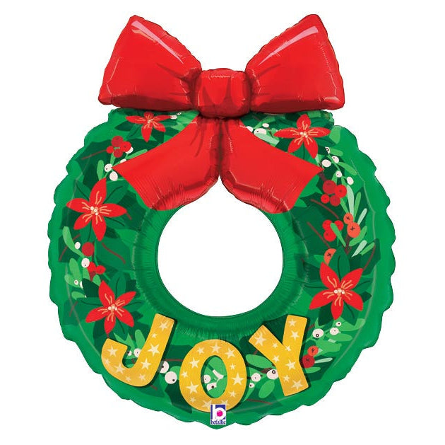36" Joy Wreath Mylar