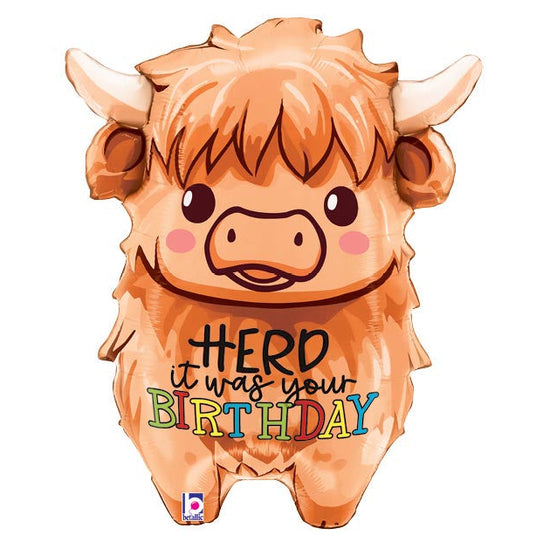 27" Highland Cow Birthday Mylar