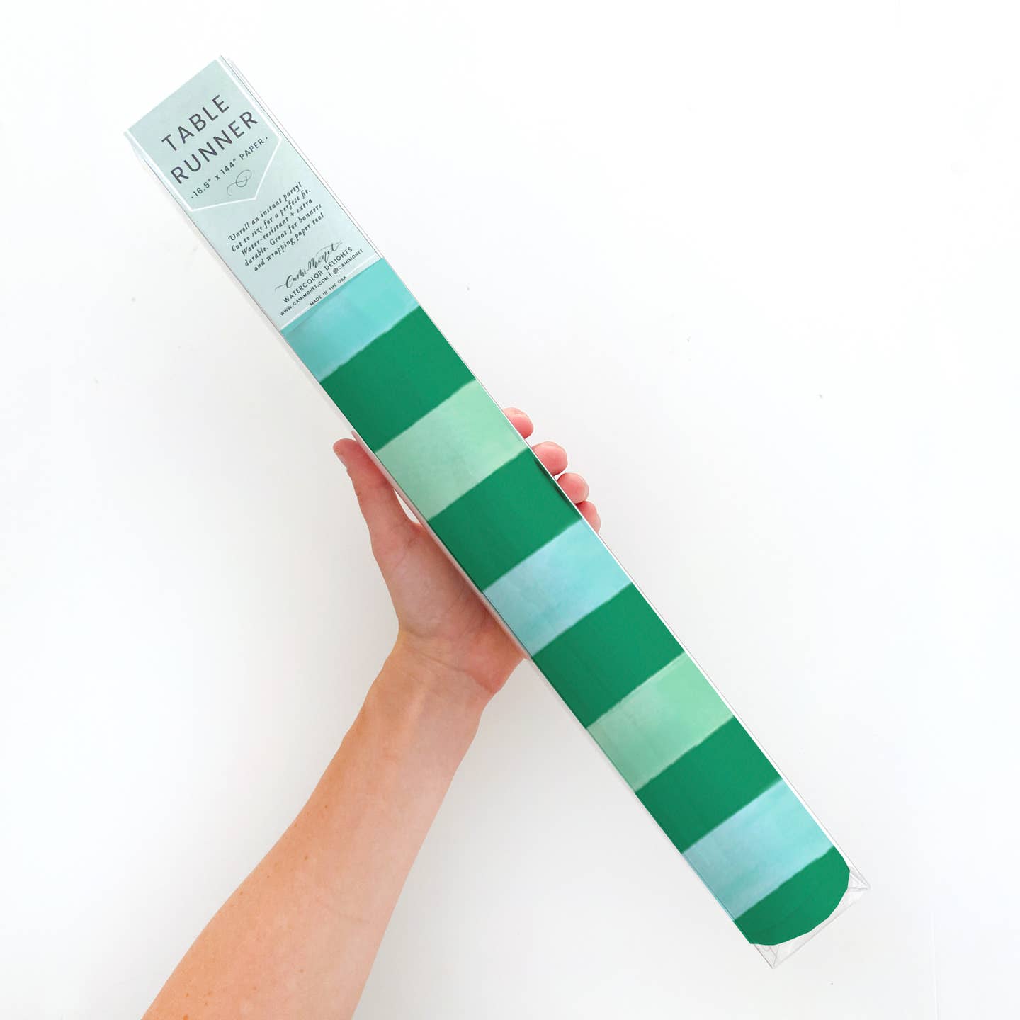 Holiday Green Stripe Table Runner