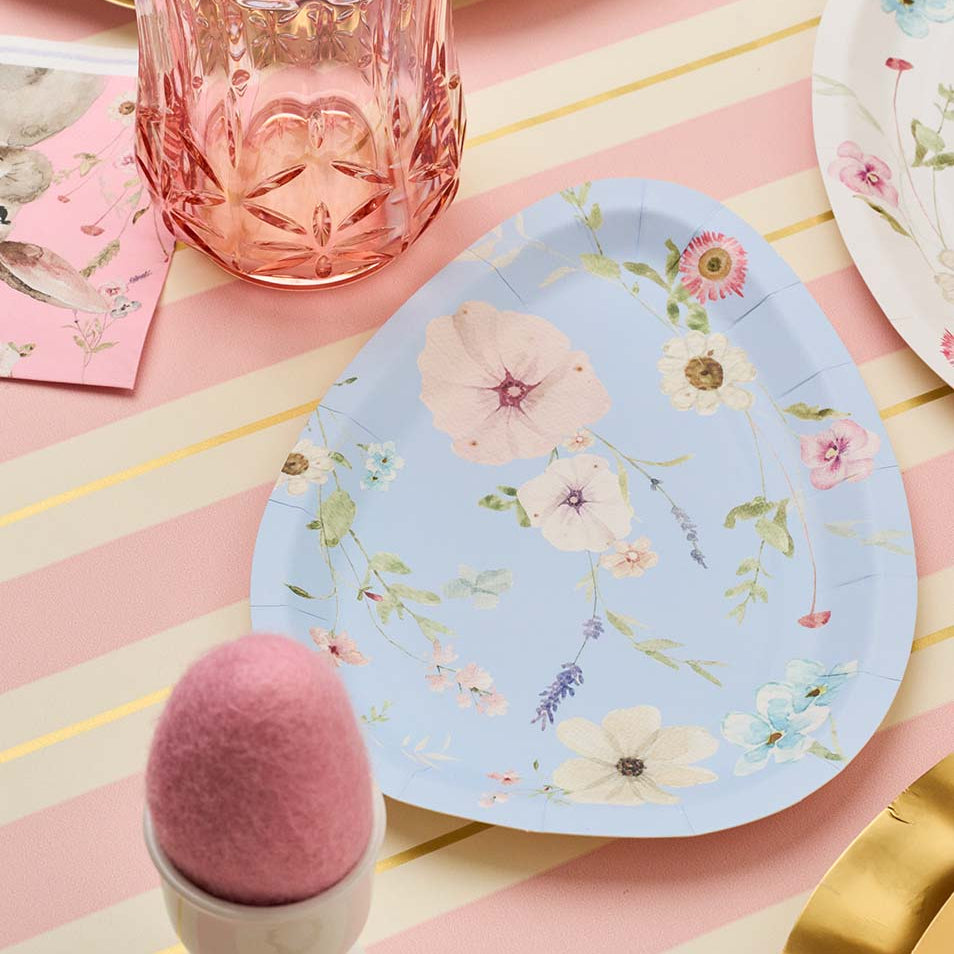 Egg-Shaped Floral Salad Plate