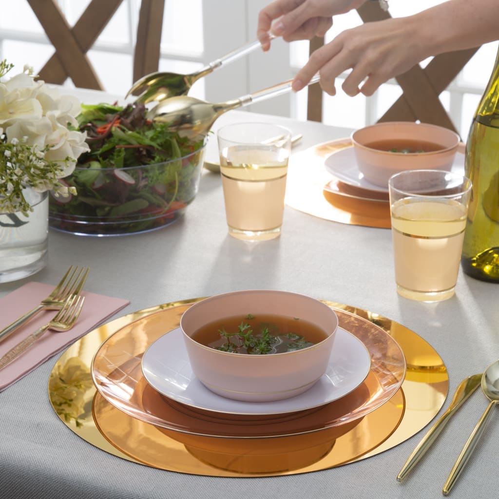 Blush and Gold Plastic Bowls