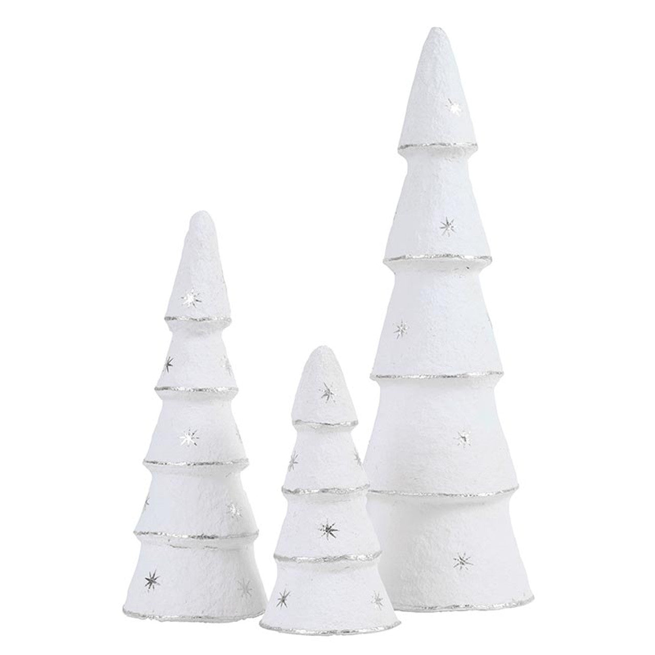White and Silver Paper Mache Tree Set