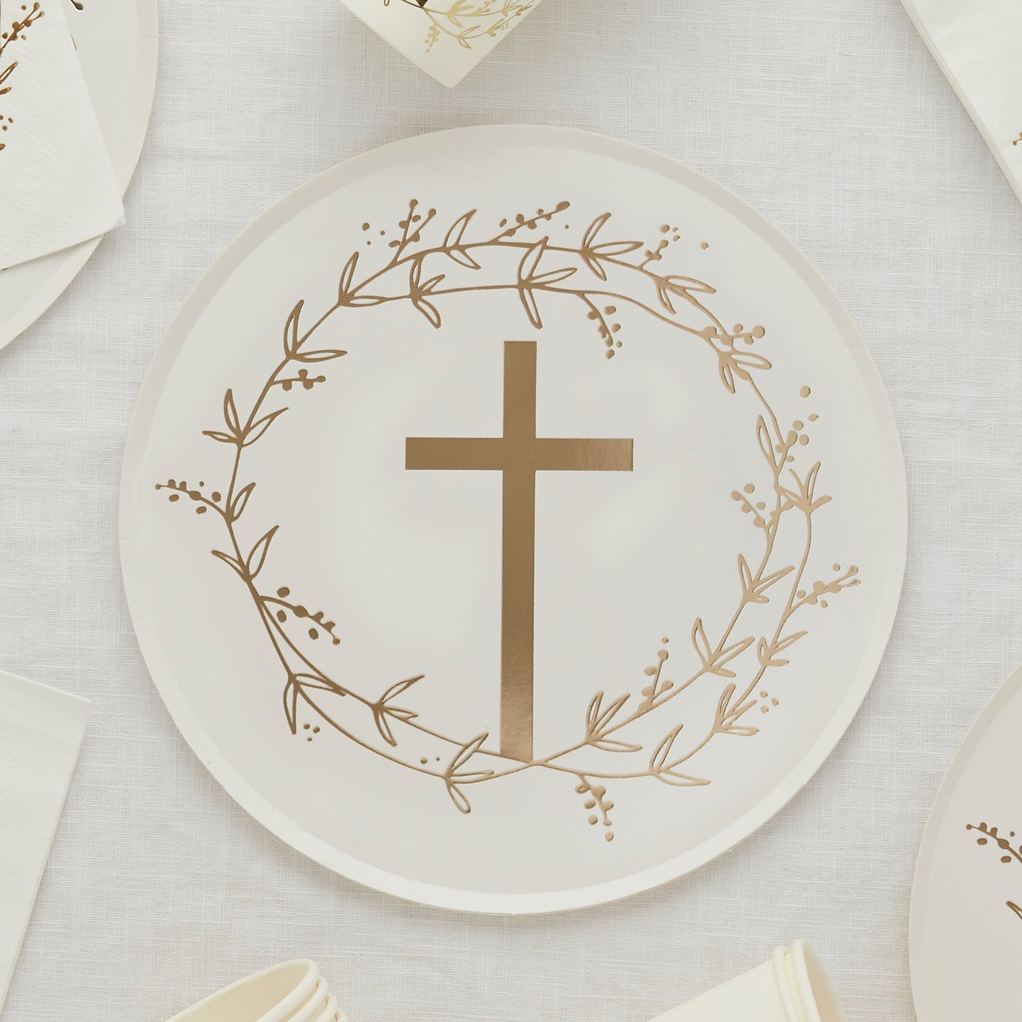 Gold Cross Paper Plates