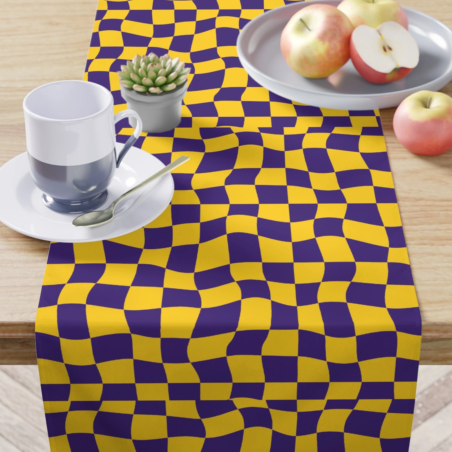 Purple and Gold Checkerboard Table Runner