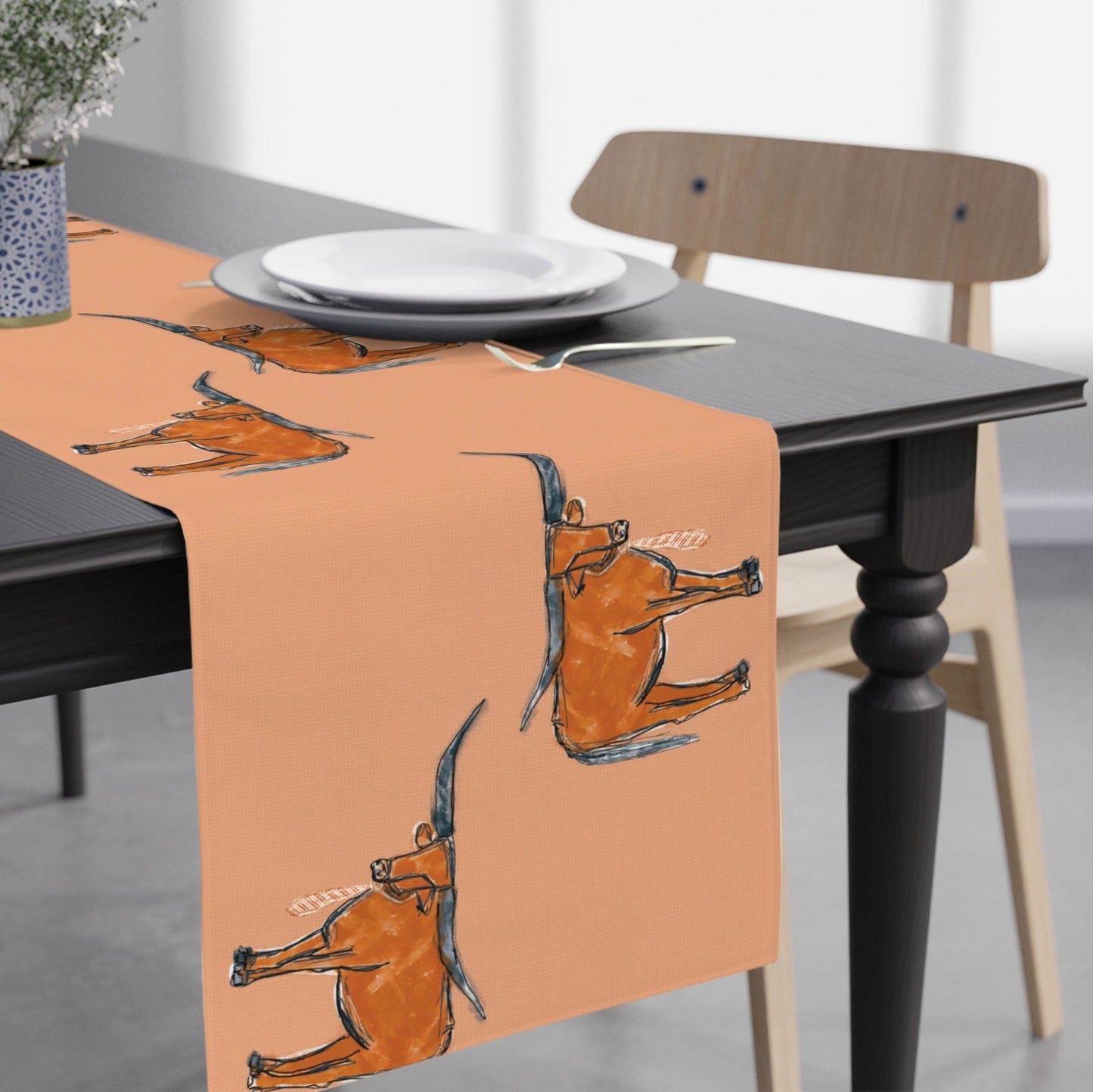 Longhorn with a Necktie Table Runner