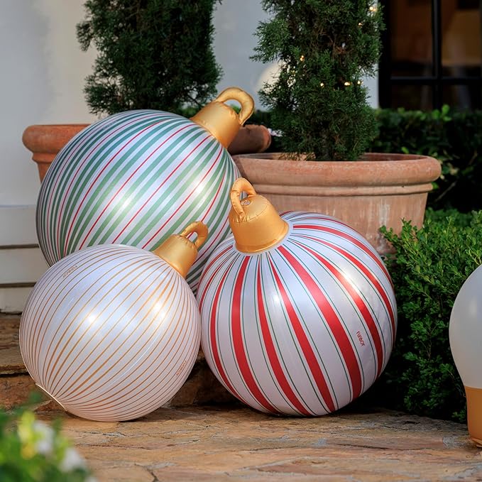 Vintage Stripe Light Up Ornaments