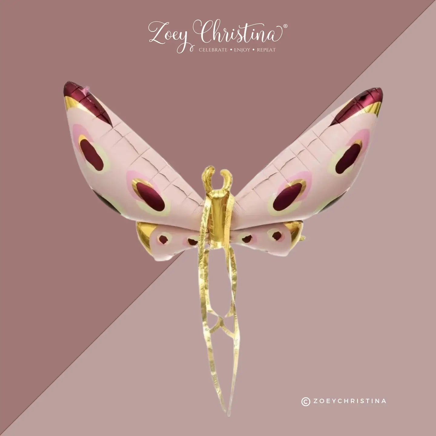 49" Wearable Pink & Gold Butterfly Wings Mylar