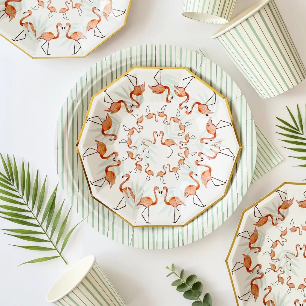 Mint Fine Stripe Plates