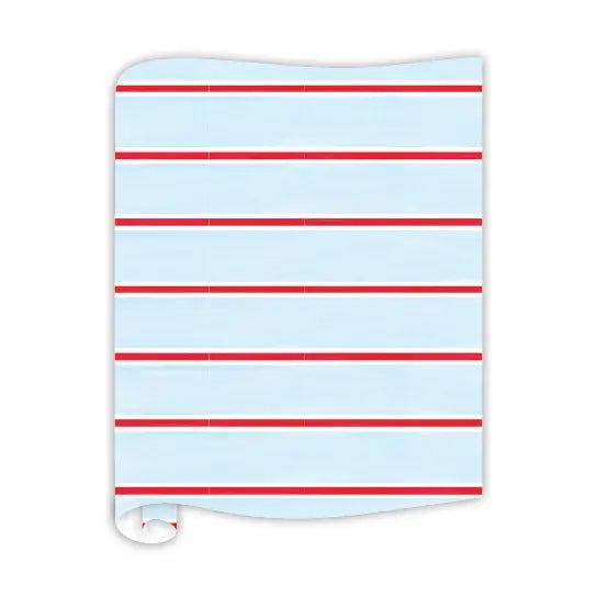 Light Blue, White, and Red Stripe Table Runner