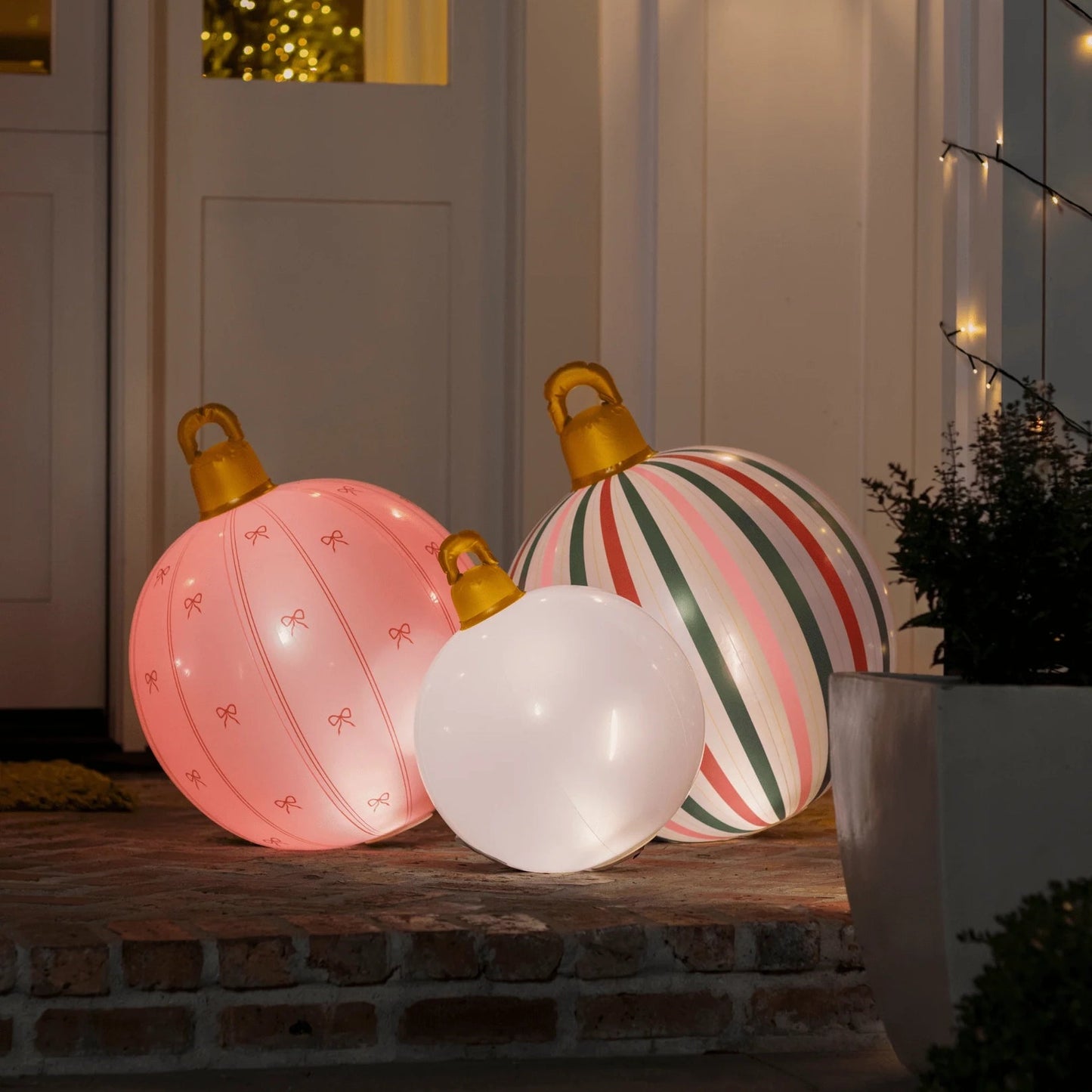 Pink Light Up Inflatable Ornaments - Set of 3