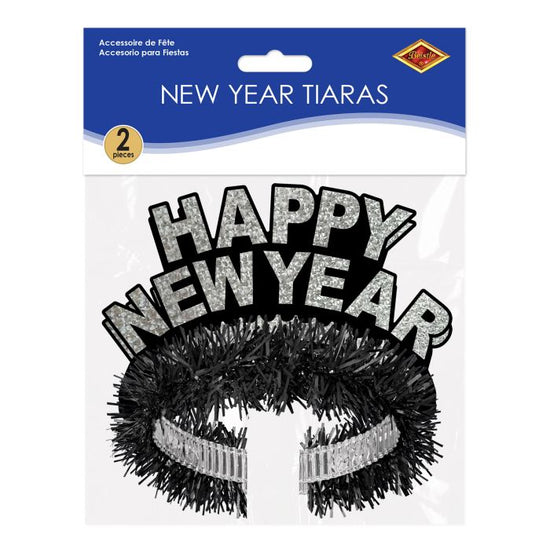 Black & Silver HNY Regal Tiaras, 2 Pack