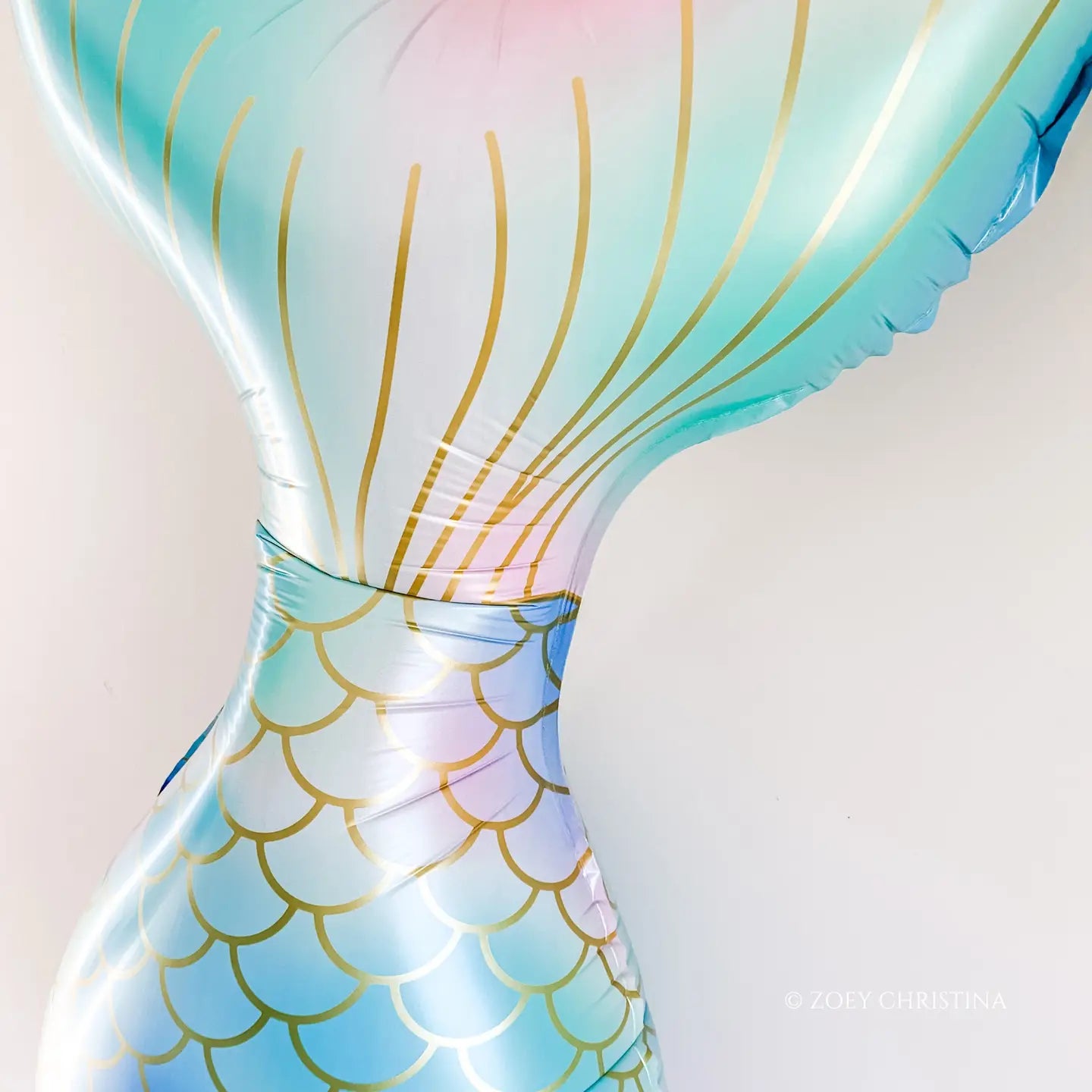 30" Pastel Rainbow Mermaid Tail Mylar