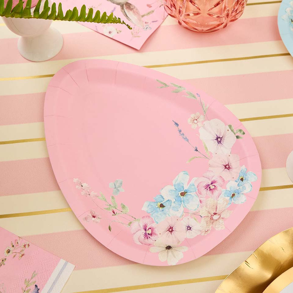Egg-Shaped Floral Salad Plate
