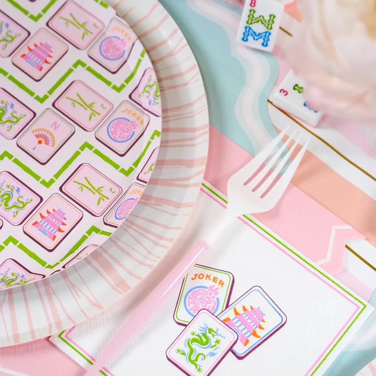 Pink Mahjong Dessert Plates