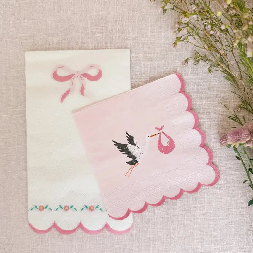 Pink Baby Shower Stork Napkins