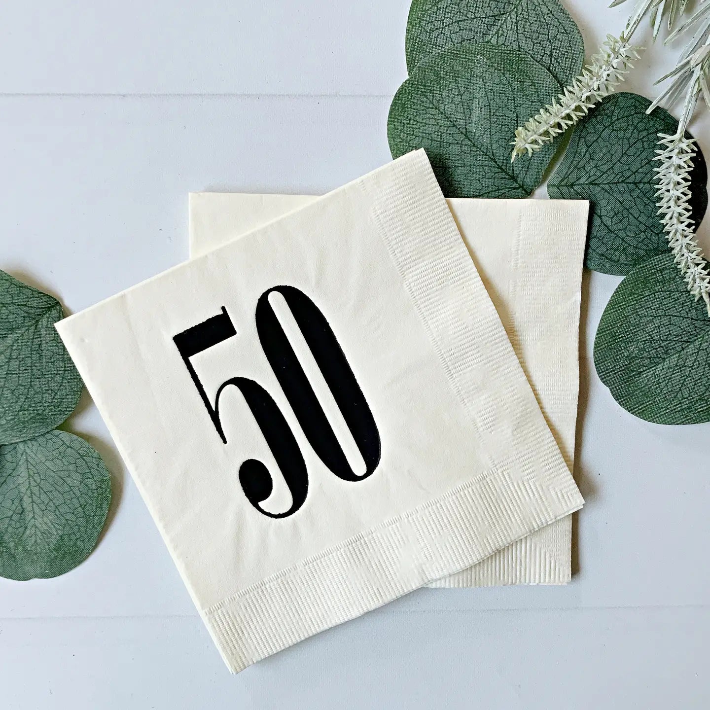 50 Cream & Black Napkins