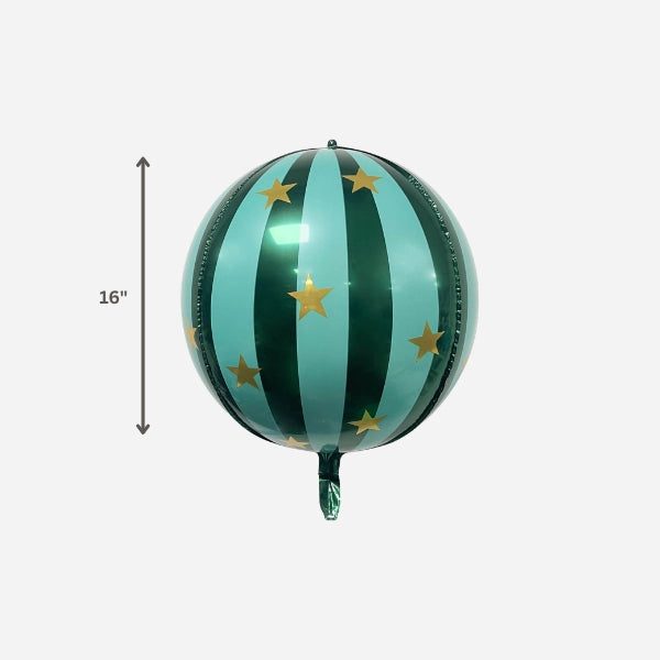 16" Green Striped Starry Orb Balloon
