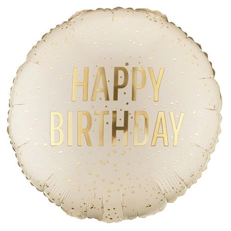 18" Cream and Gold Birthday Mylar