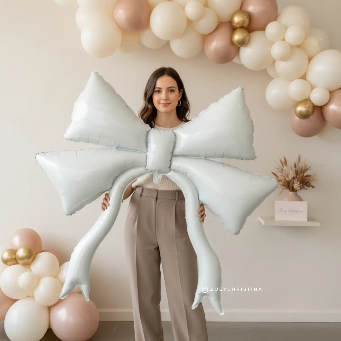 White Oversized Bow Mylar