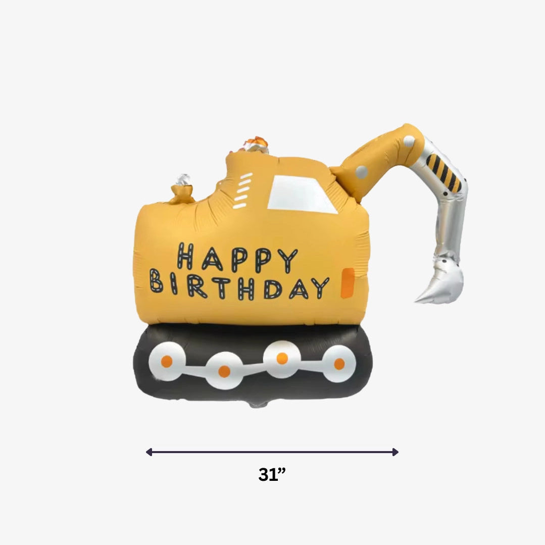 31" Construction Happy Birthday Mylar