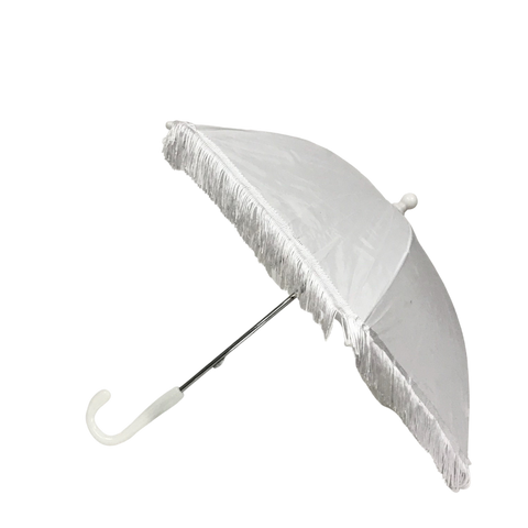 14.5" White Umbrella with Fringe