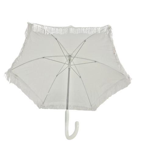 14.5" White Umbrella with Fringe