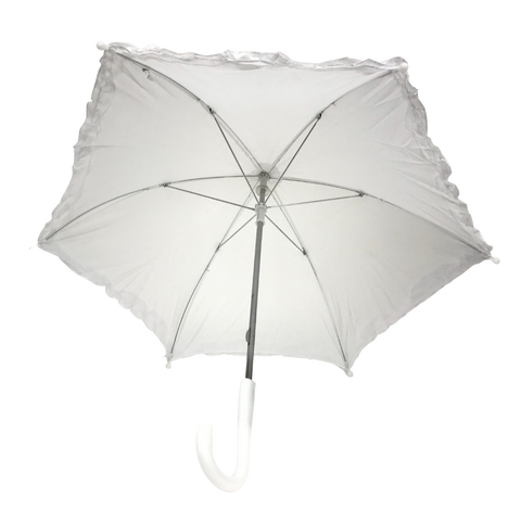 14.5" White Umbrella with Ruffles