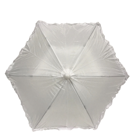 14.5" White Umbrella with Ruffles