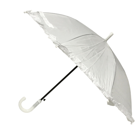 18" White Umbrella with Ruffles
